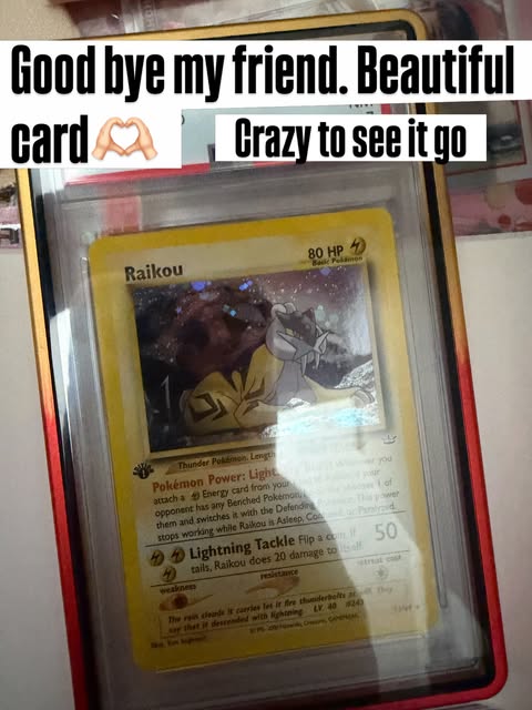 Raikou holo card in a protective slab